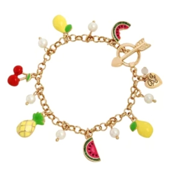 Faux Stone Sugar Skull Charm Bracelet – On Sale Now with Up  Betsey Johnson Enamel Mixed Fruit Charm Bracelet